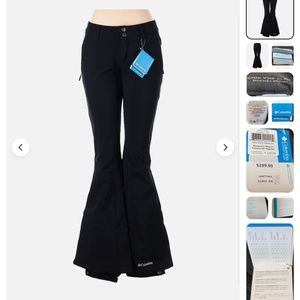 NWT Columbia Black Squaw Accent Softshell Ski Pant With Lined Cuffs Size 6